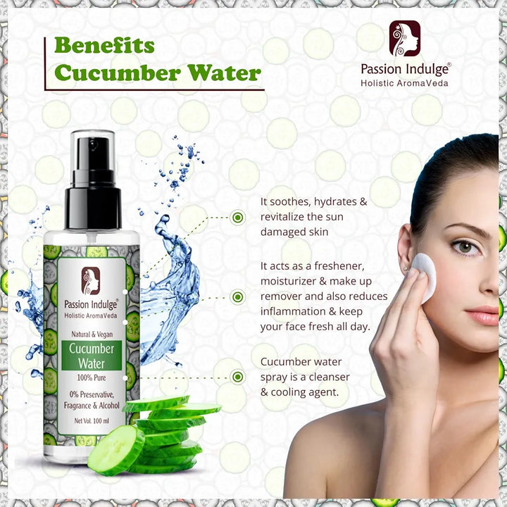 Passion Indulge Cucumber Water Skin Toner | Makeup Remover 100ml | Acne Removal & Reduce Skin Inflammation | Suitable For All Skin Type | BUY 1 GET 1 FREE
