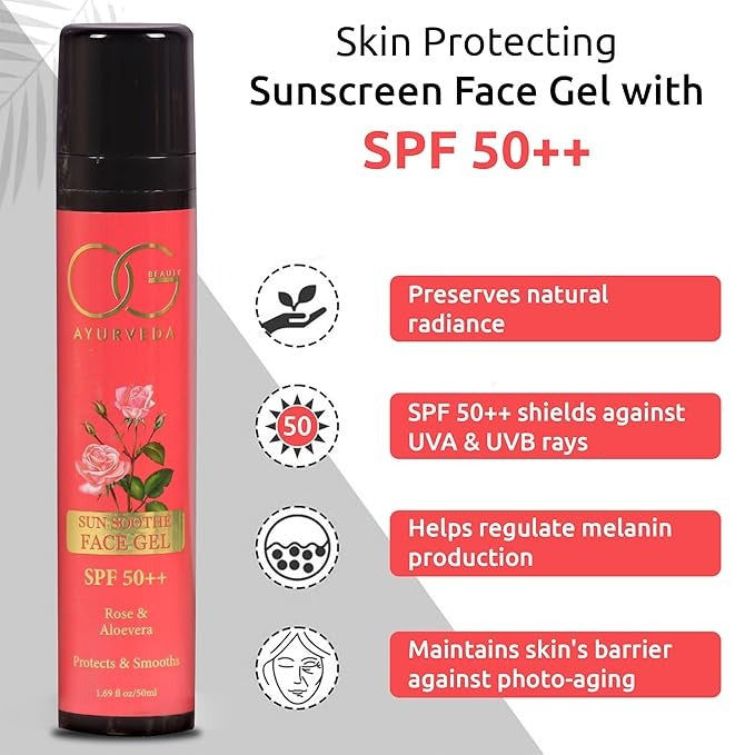 OG BEAUTY Ayurveda Sun Soothe SPF 50++ Face Gel - 50 ml