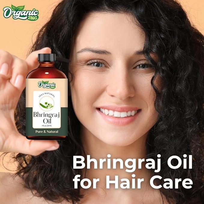 Organic Zing Bhringraj Oil Pure & Natural for Skin, Face, Hair Care & Massage - 30 Ml
