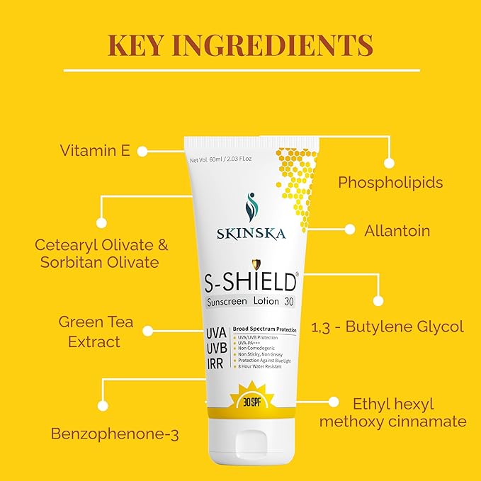 Skinska Naturals S-shield Sunscreen Lotion With Spf 30 Pa+++ | 60 Gms