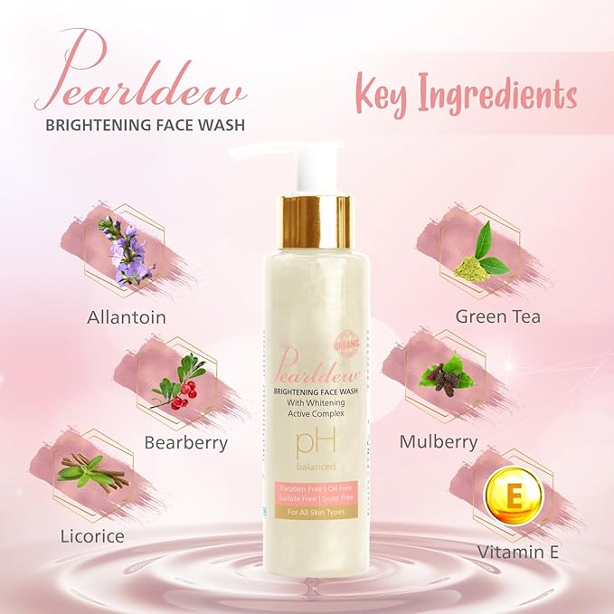 Pearldew Brightening Face Wash | Soap-free| Paraben-free | pH Balanced | 100 Ml