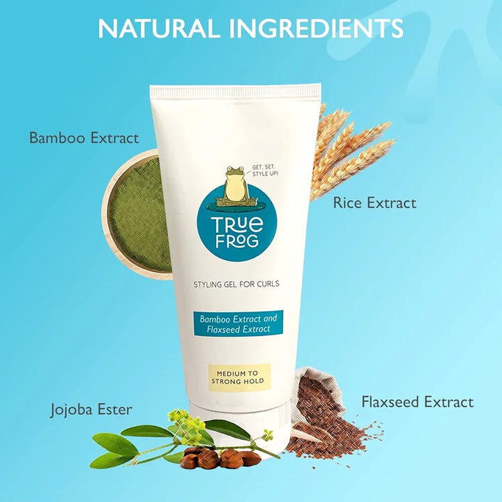 TRue FRoG Styling Gel for Curls for Curly Wavy Hair with Bamboo Extract and Jojoba Ester, Frizz Control, Silicone free, Phthalate free & Paraben free - 150ml