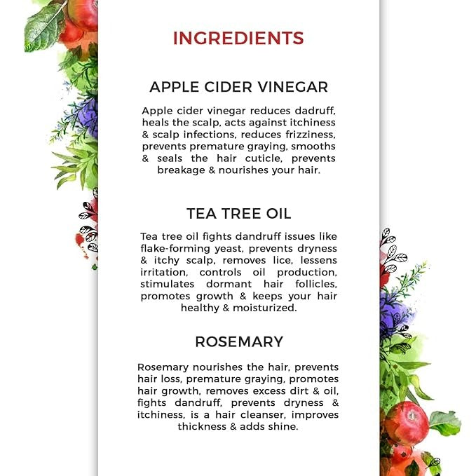 The Organic Forest Apple Cider Vinegar Tea Tree & Rosemary Shampoo - 210 ml