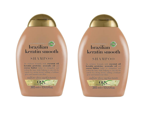 OgX Ever Straightening Brazilian Keratin Smooth Shampoo - 385 ml (Pack of 2)