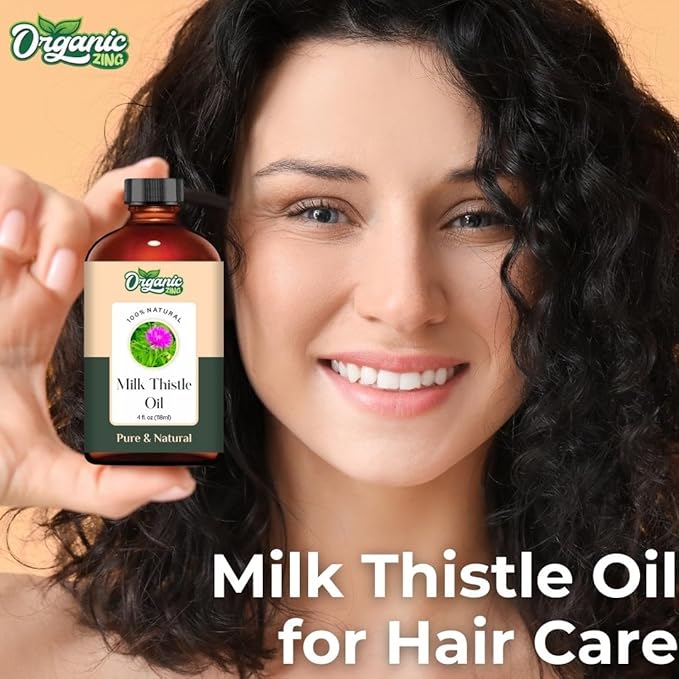 Organic Zing Milk Thistle (Silybum Marianum) Oil | Essential Oil for Aroma & Diffusers, Skincare, Massage - 118 Ml