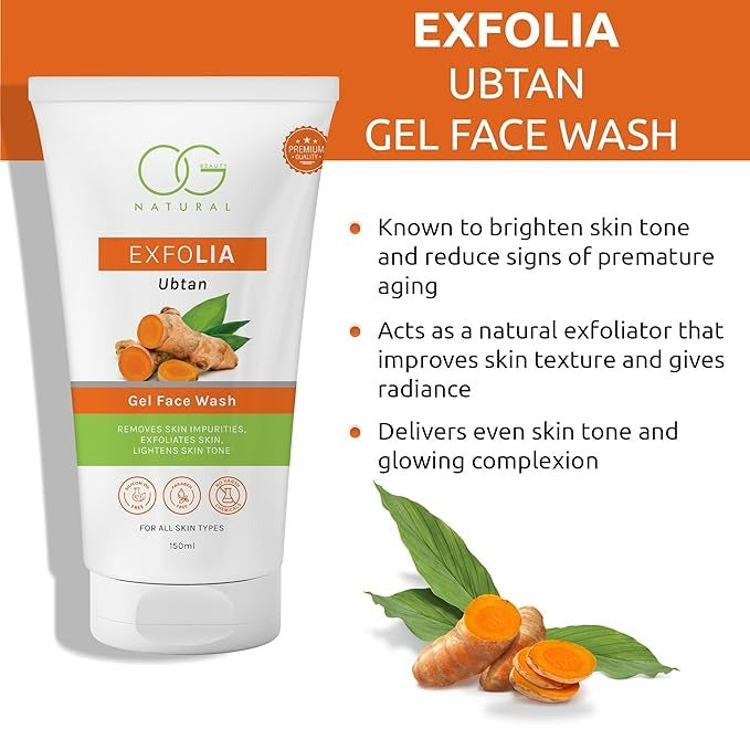 OG BEAUTY Natural Exfolia Ubtan Gel Face Wash - 150 ml