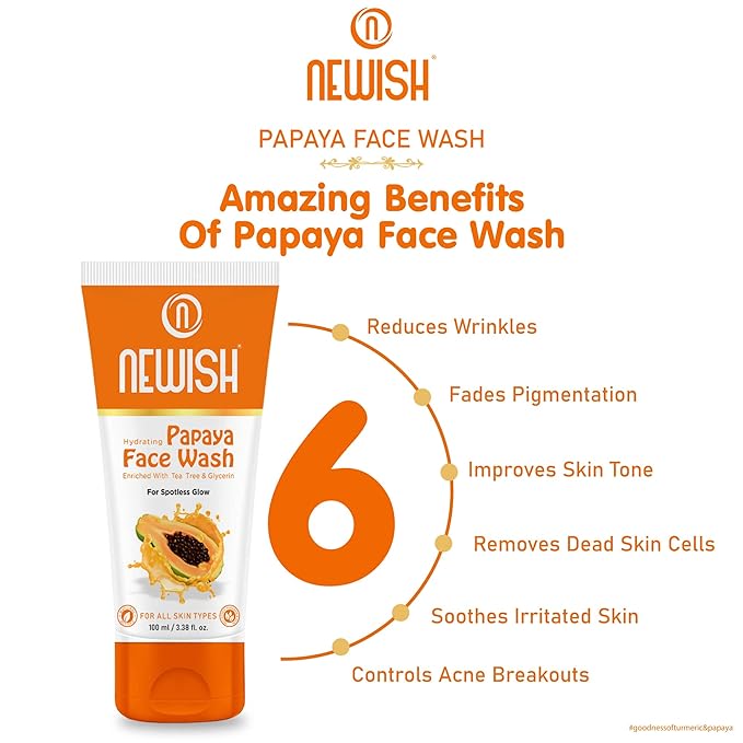 Newish Papaya Face Wash for Glowing Skin - 100 ml