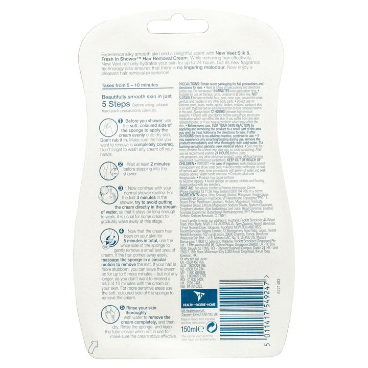 Veet In Shower Hair Removal Cream Sensitive Skin with Aloe Vera & Vitamin E - 150 ml