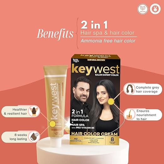 Keywest Crème Hair Colour Brown (Ammonia Free) - 130 ml