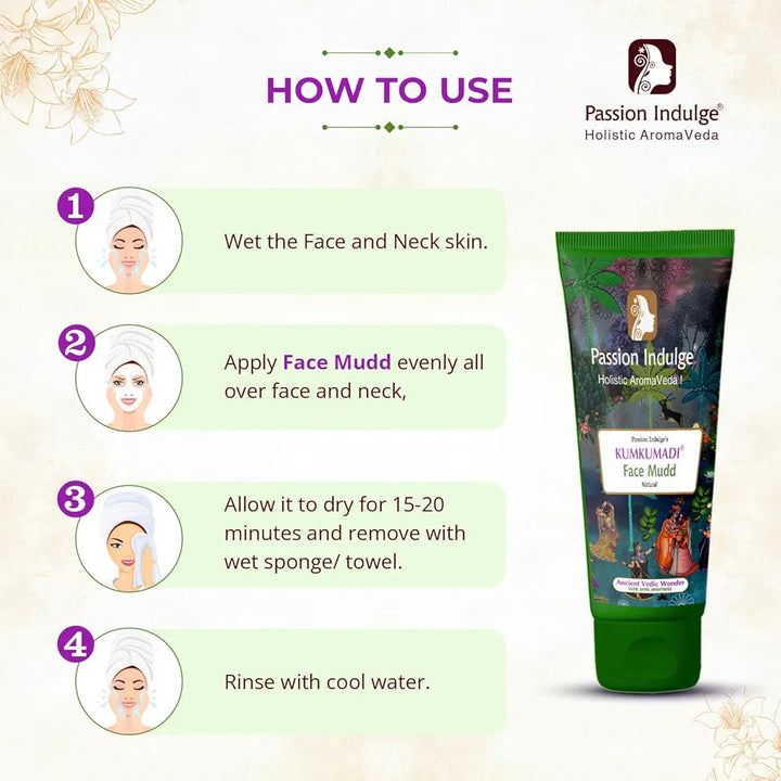 Passion Indulge Kumkumadi Natural Face Mudd Pack unisex for Anti-Aging, Glowing, shine and Brightness with Saffron, Vetiver Oil, and 16 Herbs for All Skin Types - 100gm