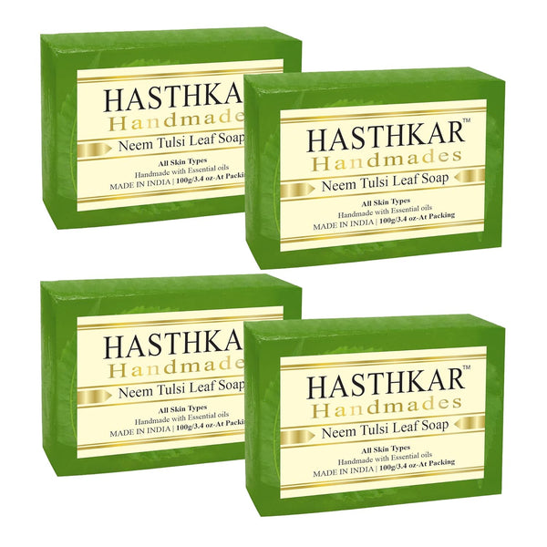 Bypurenaturals Hasthkar Handmades Glycerine Neem Tulsi Soap - 100 gms (Pack Of 4)