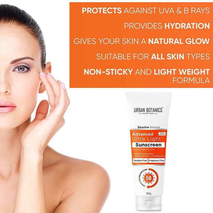Urban Botanics Advance Ultra Light Sunscreen SPF 50 PA+++ - 50 gms