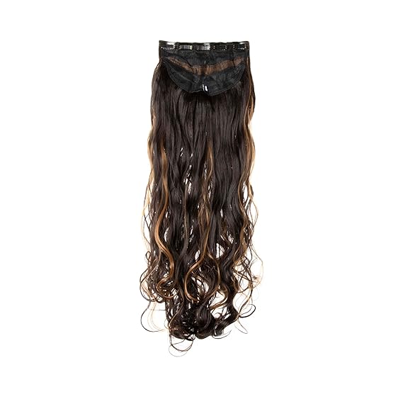 Streak Street 5 Clip-in 30 Full-wavy Dark Brown Golden Highlights Hair Extension