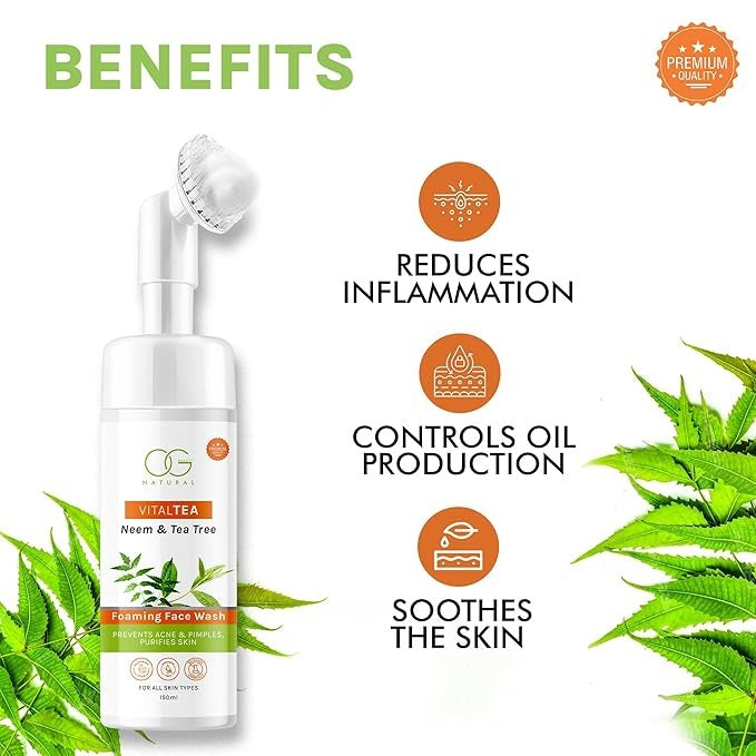 OG Beauty Natural Vitaltea Neem With Tea Tree Foaming Face Wash - 150 ml