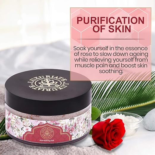 Luxuriate Natural and Mineral Rich Rose Flavored Bath and Foot Spa Bathing Salt - 150 gms