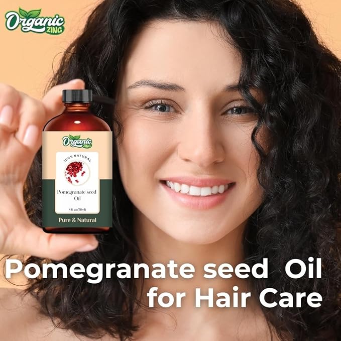 Organic Zing Pomegranate Seed Oil for Skin, Face, Hair Care, Aromatherapy, Diffuser, Conditioner - 118 Ml