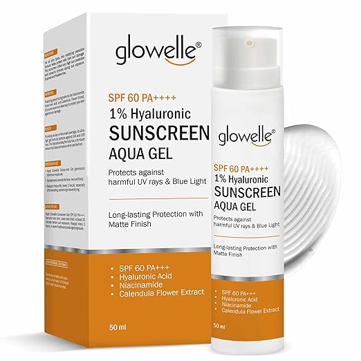 Aaryanveda Glowelle 1% Hyaluronic Sunscreen Aqua Gel With SPF 60 PA++++ - 50 ml