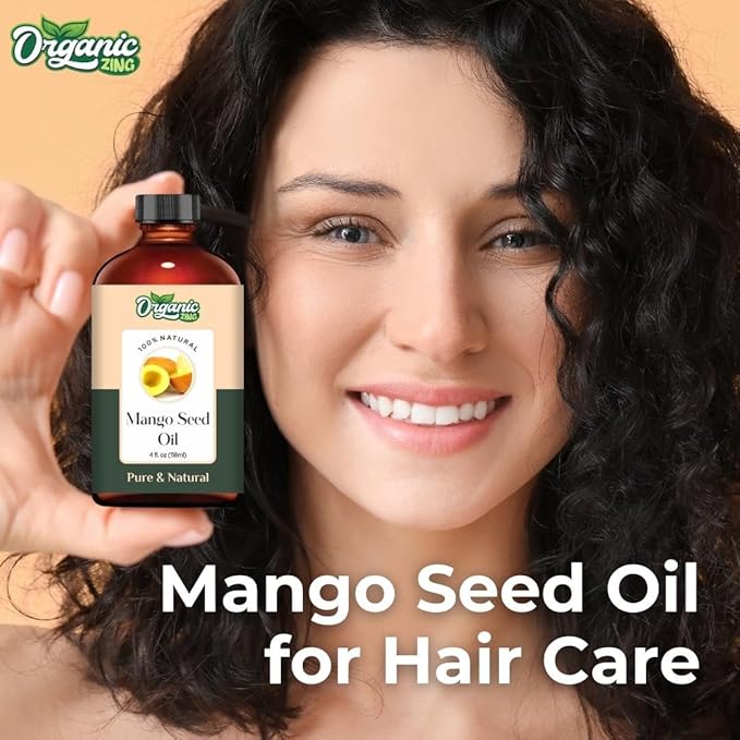Organic Zing Mango Seed (Mangifera Indica) Oil | Carrier Oil for Skincare, Hair Care & Massage - 118 Ml