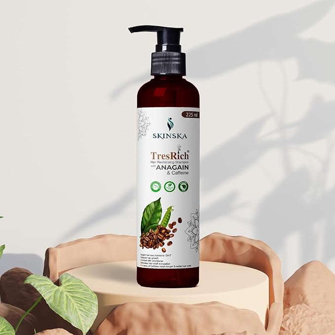 Skinska Naturals - TresRich Hair Revitalising Shampoo With Anagain and Caffeine - 225 Ml