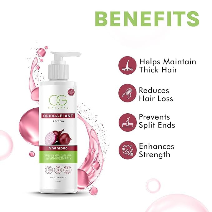 OG BEAUTY Natural Onion & Plant Keratine Shampoo - 250 ml