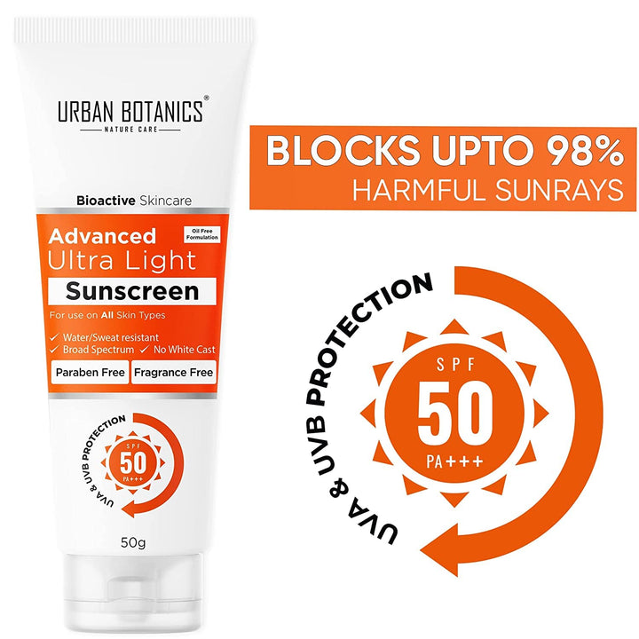 Urban Botanics Advance Ultra Light Sunscreen SPF 50 PA+++ - 50 gms