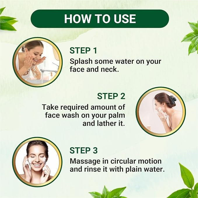 Elibliss Green Tea Skin Brightening Foaming Face Wash with Built-In Face Brush - 150 ml