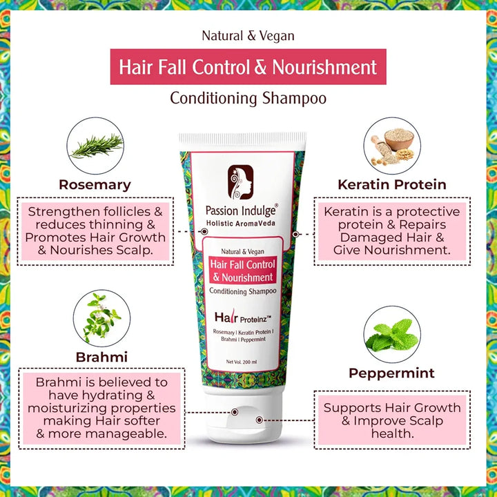 Passion Indulge Rosemary Shampoo For Hair Growth-200 ml | Shampoo for Hair Fall Control | Conditioning Shampoo | Fights Hair Fall with Keratin Protein