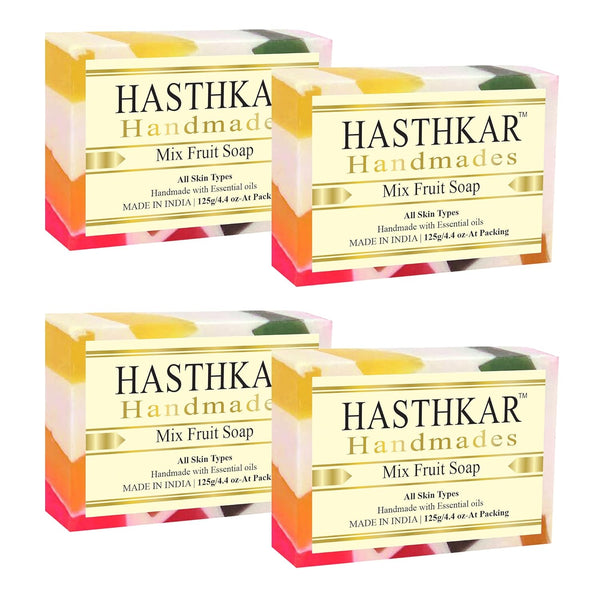 Bypurenaturals Hasthkar Handmades Natural Mix Fruit Soap - 125gms (Pack of 4)