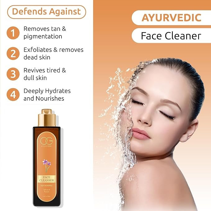 OG BEAUTY Ayurveda Tan Removal Saffron & Papaya Face Cleanser - 100 ml
