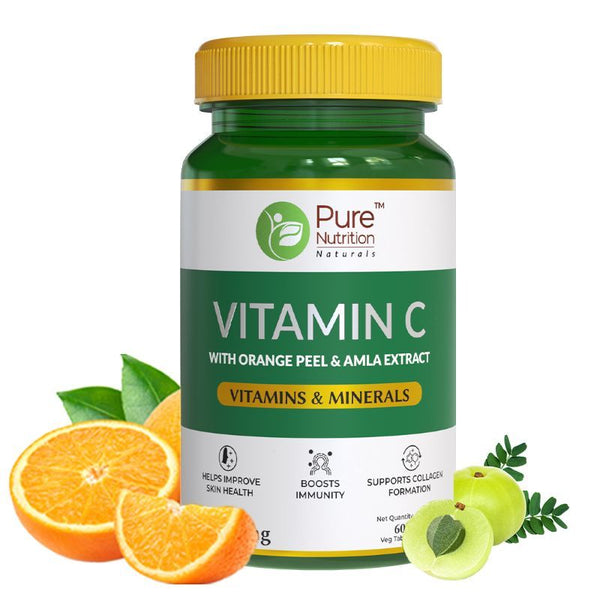 Pure Nutrition Vitamin C Tablets For Immunity And Glowing Skin - 60 Tablets