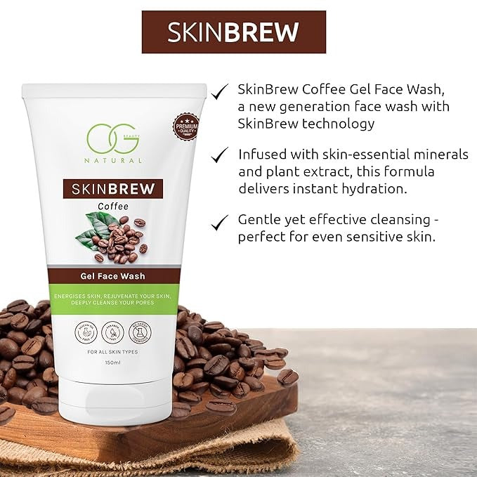 OG BEAUTY Natural Skinbrew Coffee Gel Face Wash - 150 ml