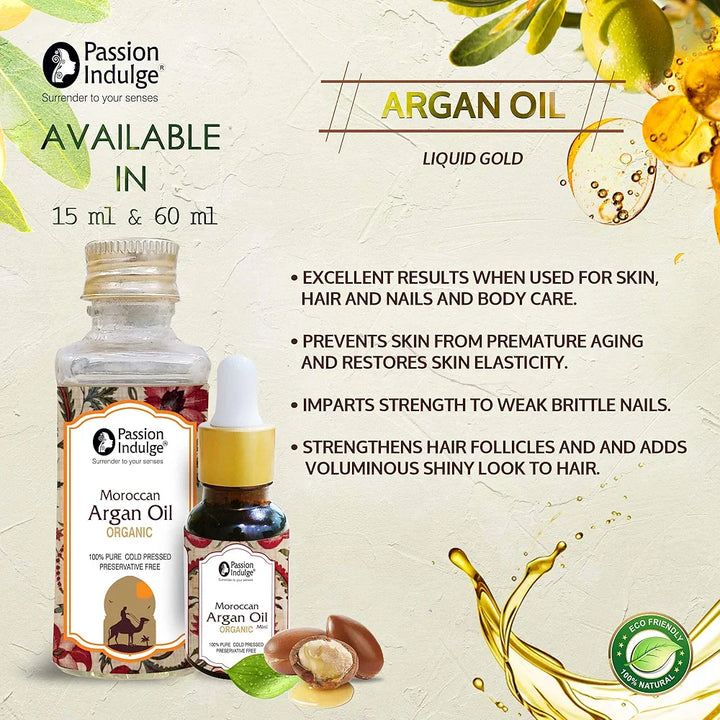 Passion Indulge Moroccan Argan Oil for Hair Growth, Dandruff and Scalp Disorders - 10ml