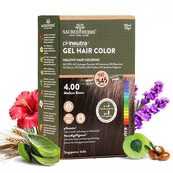 Sacred Herbs Natural Gel Hair Colour (Medium Brown 4.00)- 160ml+20gms