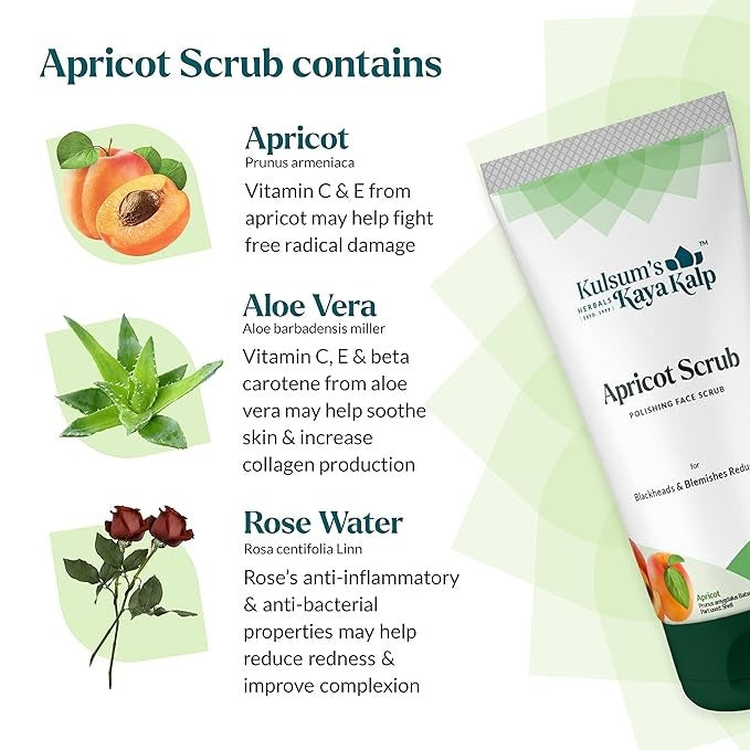 Kulsum's Kaya Kalp Herbals Apricot Scrub For Blackheads & Blemishes Reduction - 70 gms