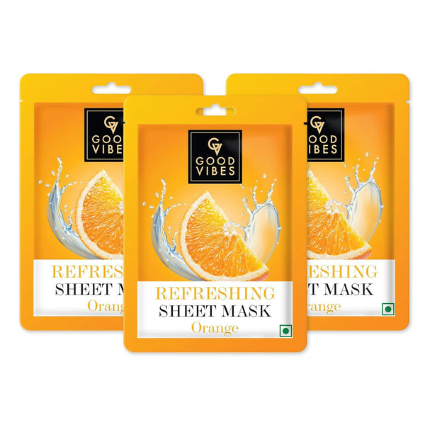 Good Vibes Orange Refreshing Sheet Mask - 20 gms (Pack of 3)