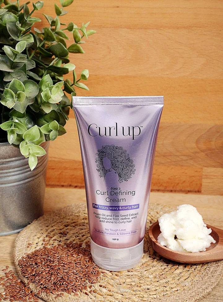 Curl Up Curl Defining Cream - All In One Leave In Conditioner Moisturizes, Enhances Natural Curl Definition & Provides Medium Hold to Dry Frizzy, Wavy & Curly Hair 150g