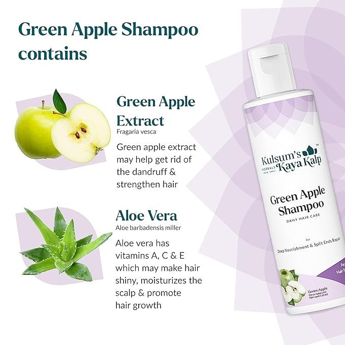 Kulsum's Kaya Kalp Herbals Green Apple Shampoo - 200 ml