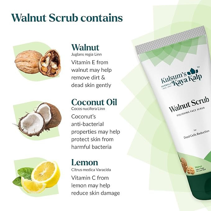 Kulsum's Kaya Kalp Herbals Walnut Scrub For Dead Cell Reduction - 70 gms
