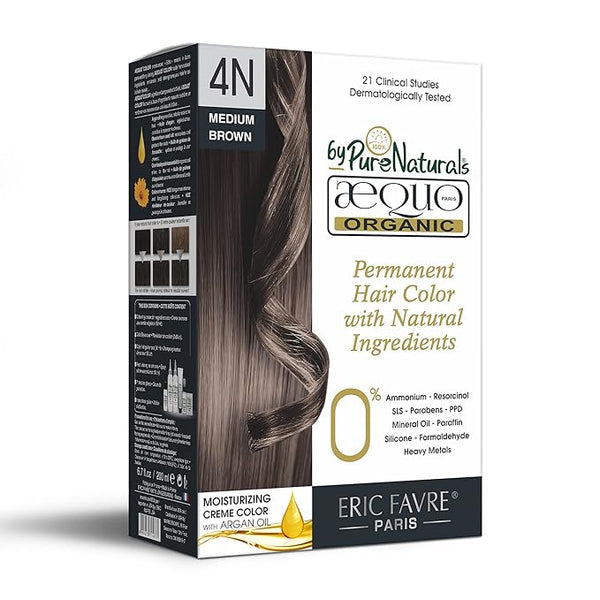 Bypurenaturals Aequo Organic Cream Hair Colour 4N Medium Brown - 200 ml