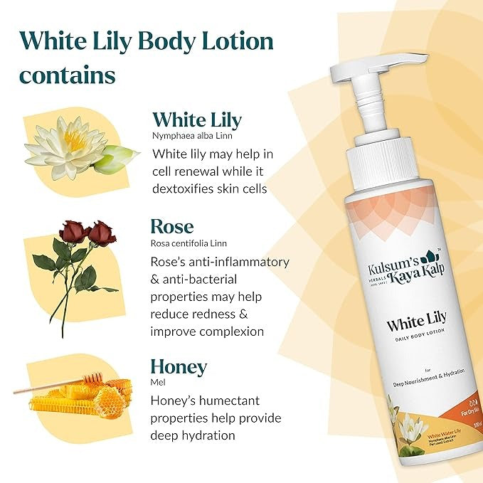 Kulsum's Kaya Kalp Herbals White Lily Daily Body Lotion - 100 ml