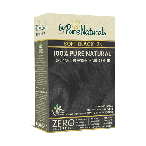 Bypurenaturals Organic Hair Colour Powder 2N Soft Black - 120 gms