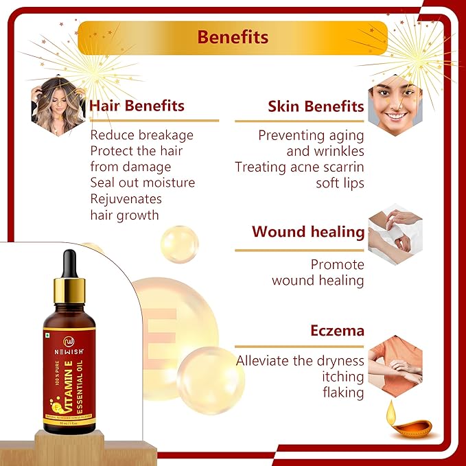 Newish Organic Vitamin E Oil For Face - 30 ml