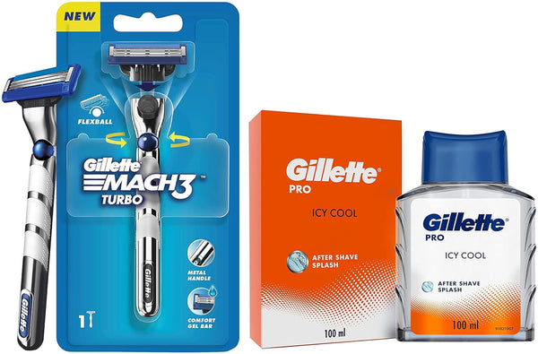 Gillette Pro After Shave Splash Icy Cool & Mach3 Turbo Men’s Razor