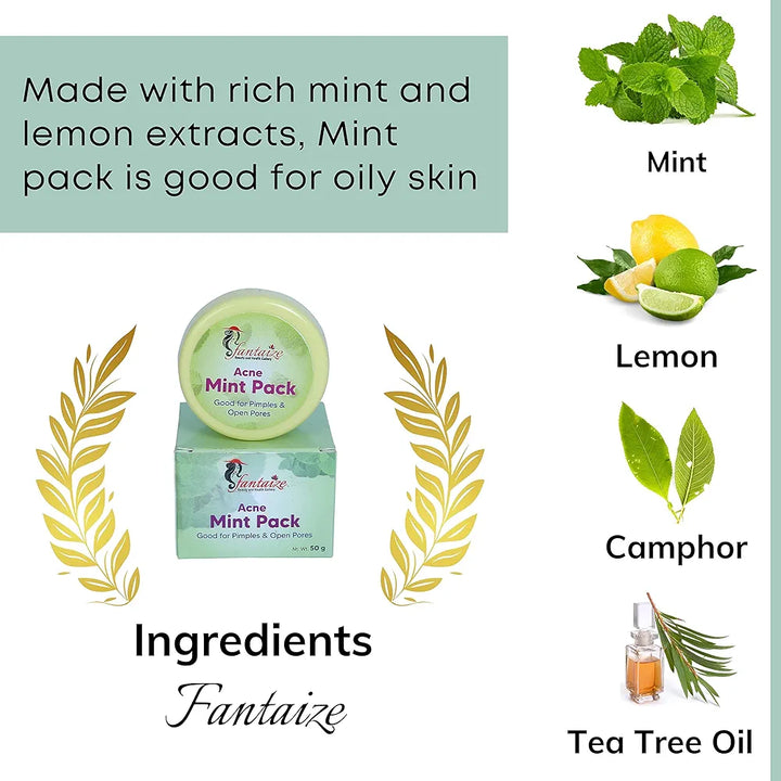 Fantaize - Mint pack for oily skin to remove pimples and tan - Pack of 1 
