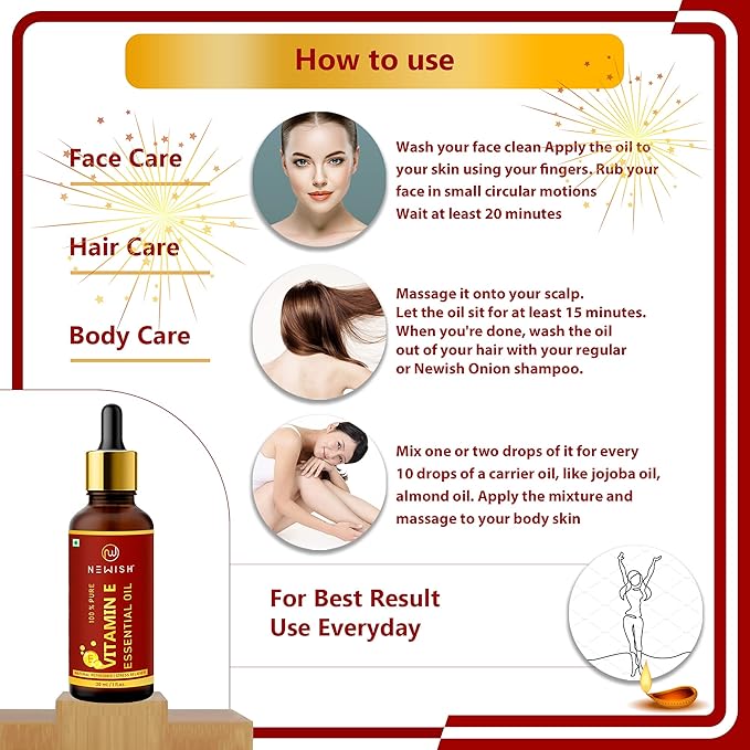 Newish Organic Vitamin E Oil For Face - 30 ml