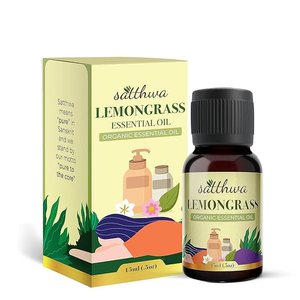 Satthwa Organic Lemongrass Essential Oil Therapeutic Grade - 15 ml