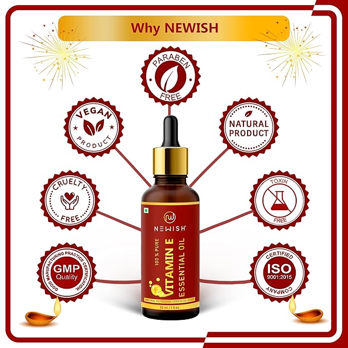 Newish Organic Vitamin E Oil For Face - 30 ml