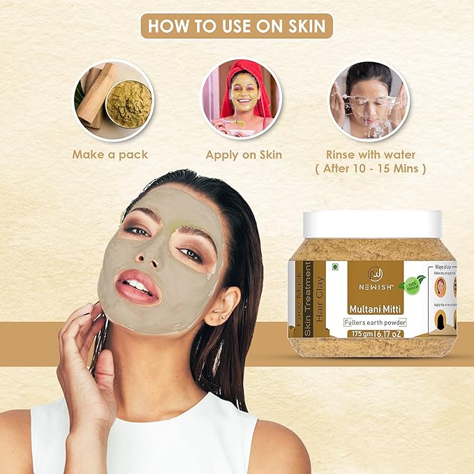 Newish Pure & Natural Multani Mitti Powder for Skin Face Clay - 175 gms