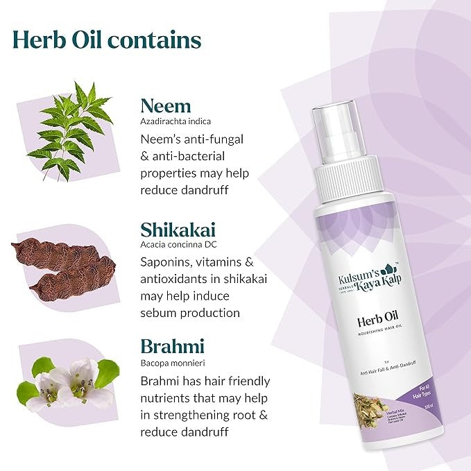 Kulsum's Kaya Kalp Herbals Herb Oil For Anti Hair Fall & Anti Dandruff - 100 ml