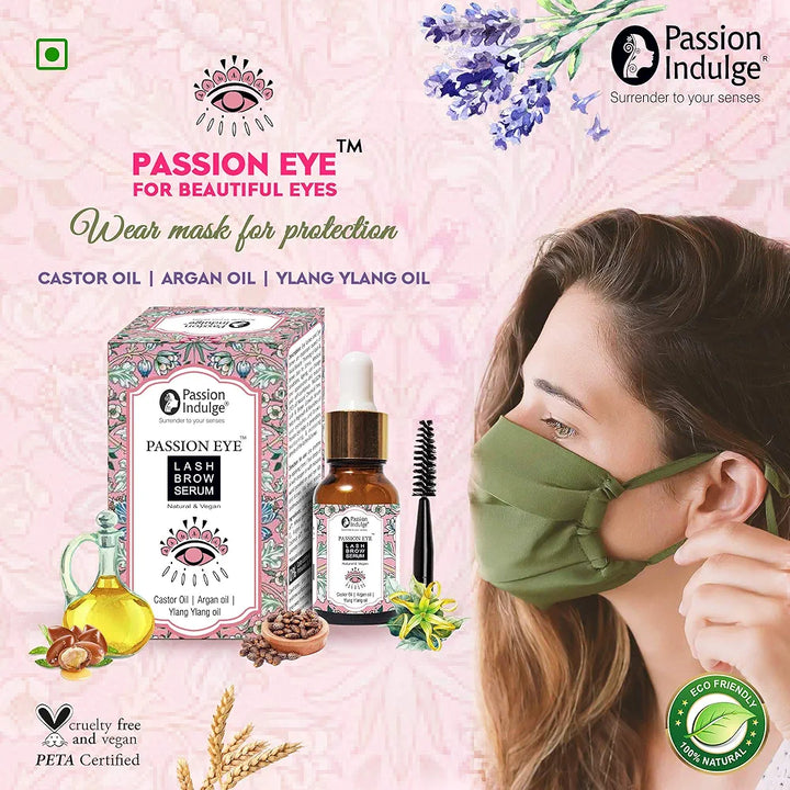 Passion Indulge Eye Brow and Eyelash Growth Serum Naturally | Eyelash Oil | 100% Natural Eye Lash & Eye Brow Oil - 10ML